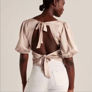 Blush Satin Back tie top Abercrombie & Fitch
